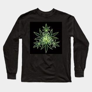 Super Green Cannabis Mandala Long Sleeve T-Shirt